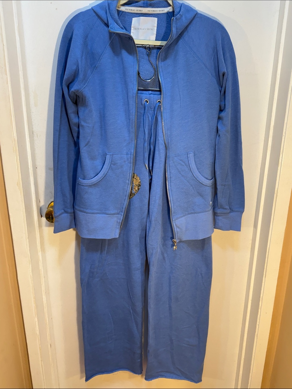 Victoria's Secret Periwinkle Zip Hoodie and Drawstring Pants Set